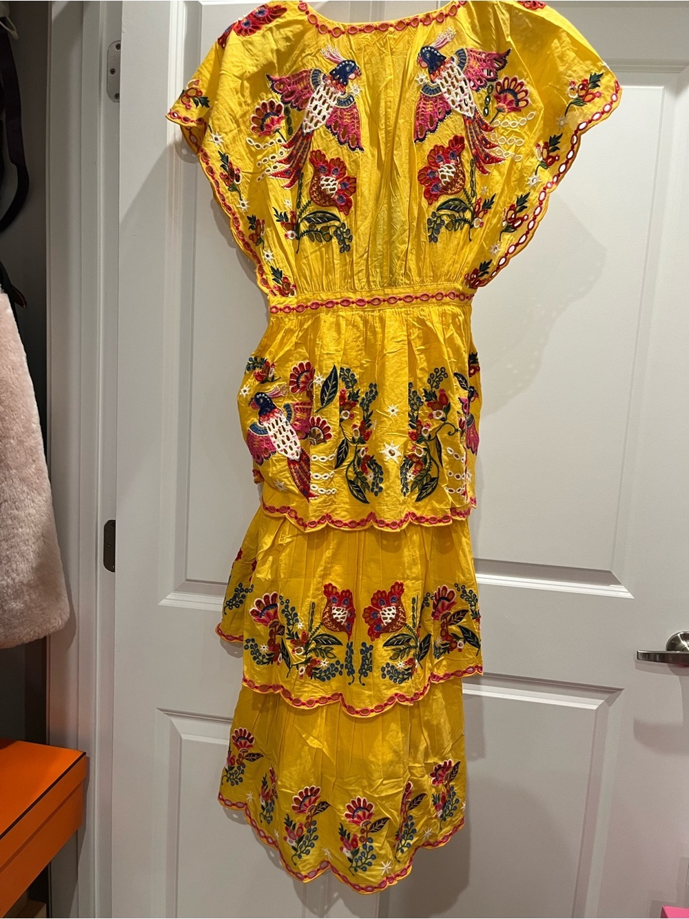 NWT Farm Rio Yellow Embroidered Richilier Midi Dress XS - Picture 5 of 6
